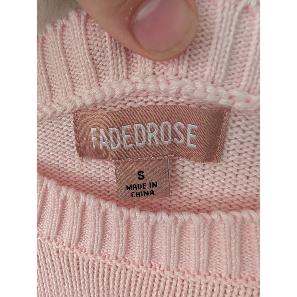 FADEDROSE Sweater Womens S Pink Knit Crewneck Long Sleeve 87 Graphic Pullover - Picture 2 of 6